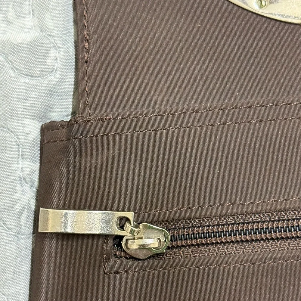 Elegant Brown Handbag with Silver Accents